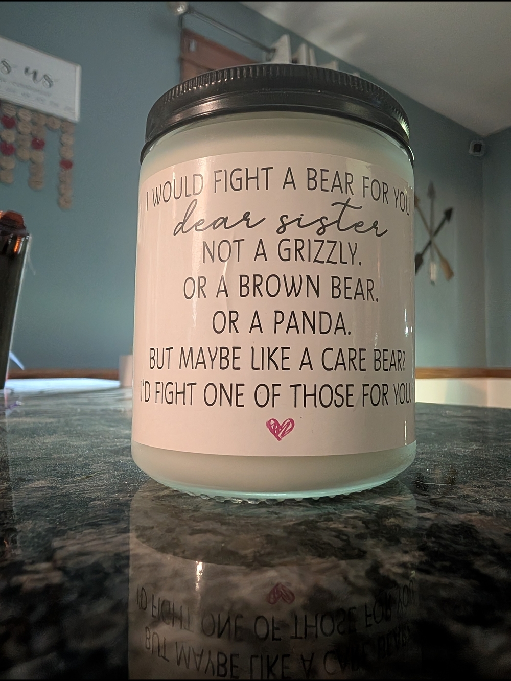 Classic White Jar Candle with Black Lid and Pink Accent